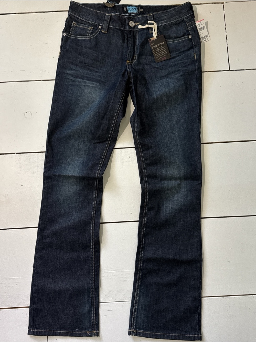 RSQ Milan Bootcut Jeans in Dark Indigo with Contrast Stitching